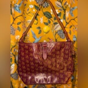Dooney and Bourke Bordeaux Signature Coated Cotton Monogram Shoulder Bag
